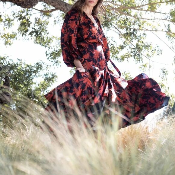 Anthropologie Red and Black Midi Dress - Picture 2 of 7